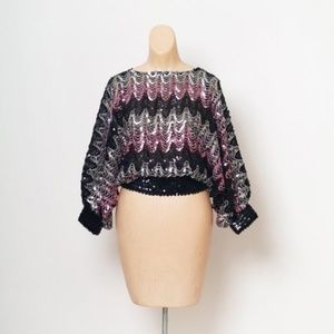 Vintage 1980's Sequin Party Blouse!Vintage Shirt / Vintage 70's Disco / Sequin